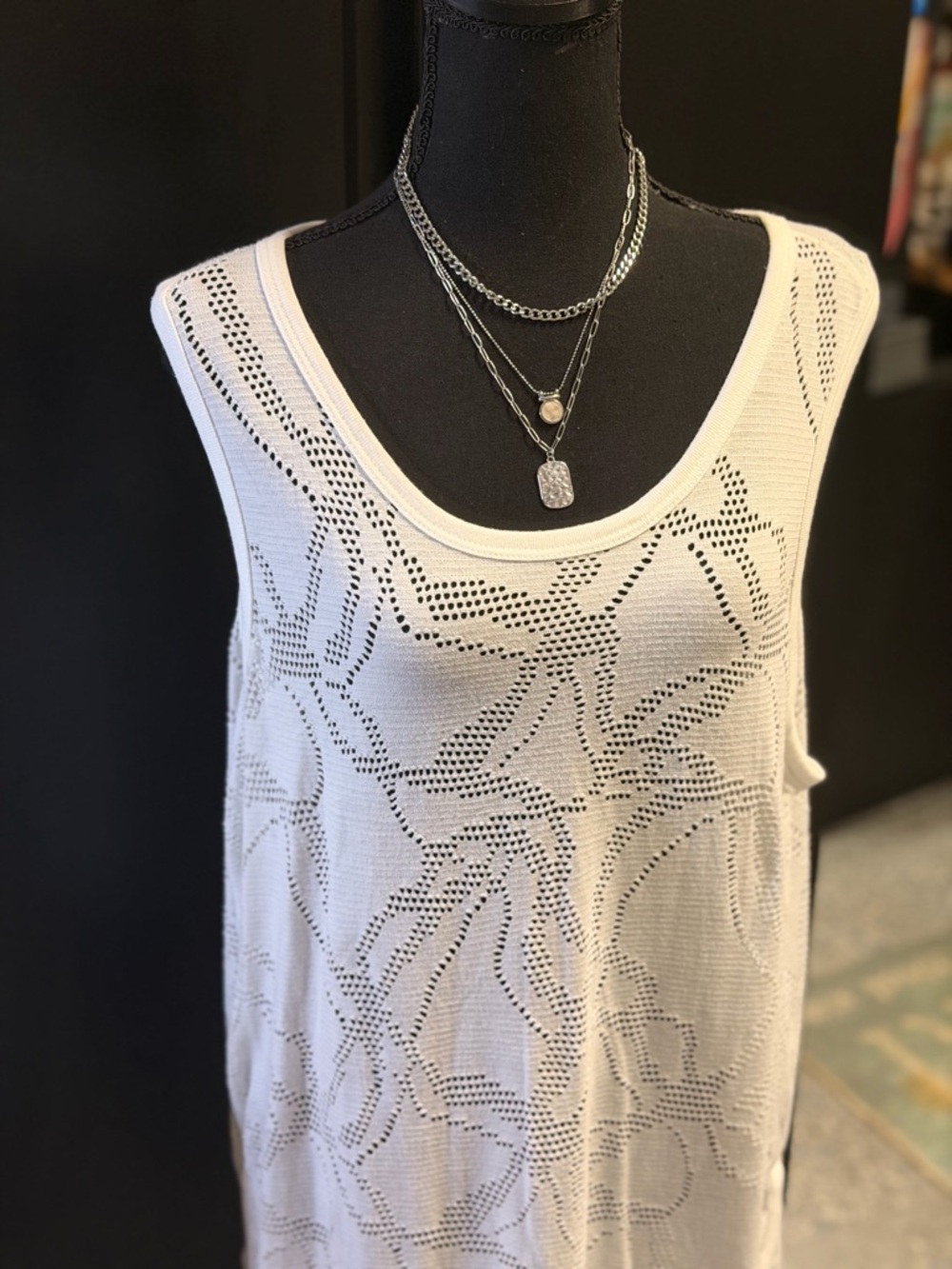 GAP White Openwork Knit Scoop Neck Swimsuit Coverup